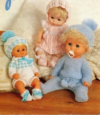 Knitting pattern copy 0899.   Dolls clothes outfits for 12-16 inch dolls.  DK