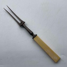 Vintage Carving Fork With Safety Guard Pale Handle - 24cm long