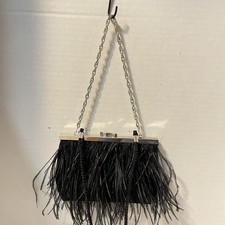 Ostrich Feather Black & Silver