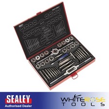 Sealey Tap and Die Set 40pc Split Dies Metric Thread Repair Wrench Holder