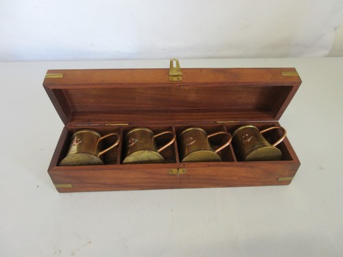 Miniature brass tankards set - tankards,