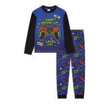 Boys Gaming Pyjamas Blue PJs Cotton Size 5-13 Yrs Long Sleeve Trouser Girl Gamer