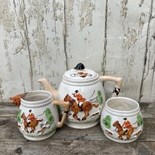 Vintage Fox Hunting Teapot Set Keele Street Pottery