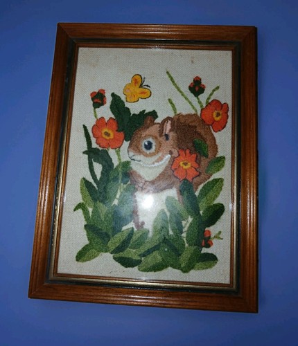Vintage framed crewel - vintage,