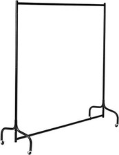 4/5/6ft Heavy Duty Metal Clothes Garment Single Hanging Rail with Wheels