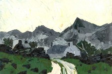 Daniel Nichols After Kyffin Williams - Contemporary Oil, Craggy Welsh Cottages