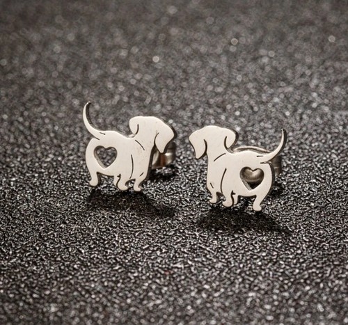 Dachshund earrings stainless - dachshund,