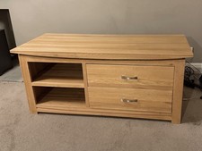 Solid Oak Wooden TV Unit with 2 drawers (Oak Furniture Land Tokyo)