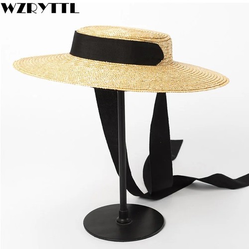 Wide brim straw boater hat - brim,