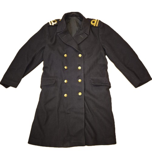 Black navy wool great coat - navy,