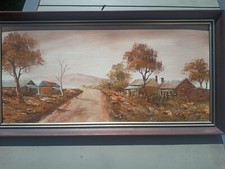LARGE OIL PAINTING ON BOARD POSSIBLY AUSTRALIAN OR SOUTH AFRICA S CHEUNG