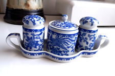 Noritake Japanese Cruet Set in Blue & White Design