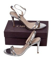 CARVELA Lead Ladies Silver Snake Print Strappy Sandals Shoes Stiletto RRP £89