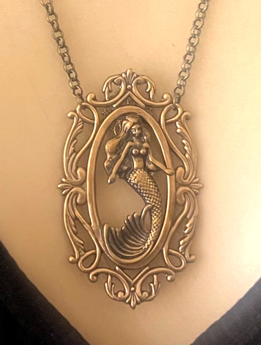 Mermaid necklace victorian - mermaid,
