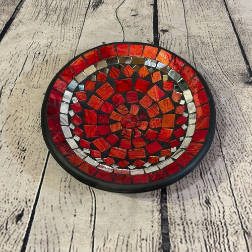 20cm red round mirror - mirror, mosaic