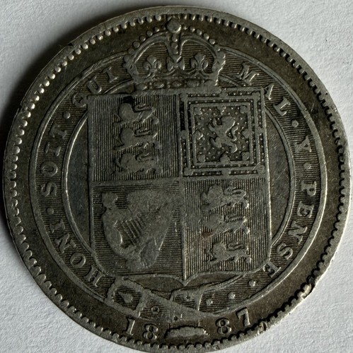1887 victoria silver shilling - silver,