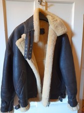 Vintage Men's Aviator Jacket Real Brown Leather Sheepskin B3 US Army pit/pit 24"