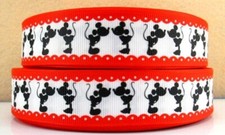 MINNIE MICKEY MOUSE SILHOUETTE RIBBON GROSGRAIN PER YARD 25mm wide Crafts Bows