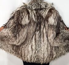 Real Fur Arctic Fox Silver Grey Vintage Frosty Oversized Lux Coat Jacket FR421
