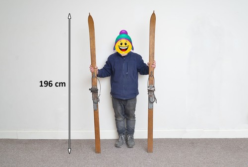 Vintage old wooden ski - ,