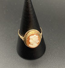 14k Gold Ring Cameo Vintage Art Deco Not 9ct Size O Old Gift Wedding Jewellery