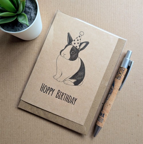 Funny rabbit birthday card - rabbit,