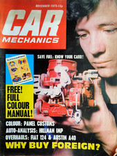 Car mechanics nov 1973 Hillman Imp, Fiat 124 & Austin A40 overhaul, Know carb