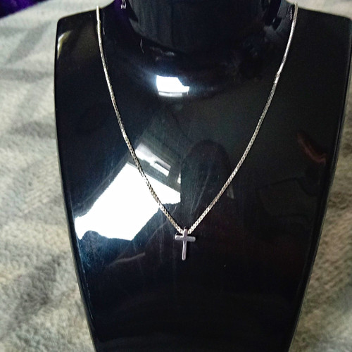 Silver tone cross charm - silver-tone,