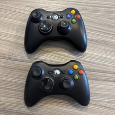 2 x Official Black Microsoft Xbox 360 Wireless Controllers