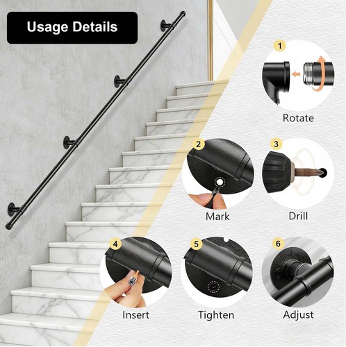 Black handrail stair - black,