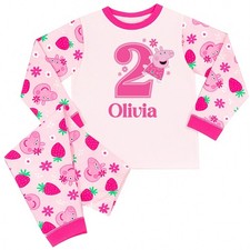 Peppa Pig Personalised Girls Birthday Pyjamas Age Number Name Custom PJs
