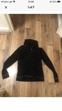 Ladies Stunning Collection Debenhams Black Heavy Fabric Zip Cardigan, Size 10