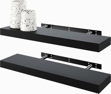 Floating Shelves 60cm x 15cm AUCTION Set of 2 Wall-Mounted Decorative Black