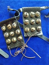 Small junior child sparkly finish leather Morris dance bell pads with 9 bells