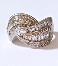 Vintage 925 Silver Diamonique Quality CZ DQCZ Ring - Sz Q 1/2 - 8.4g - (CO821) 