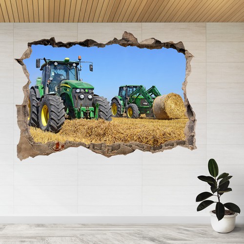 Tractor harvesting straw - straw, in