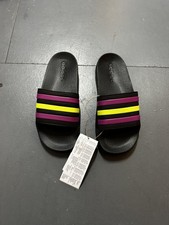 Size 13K  Adidas Adilette Aqua Black Kids Sliders Slides Flip Flops Sandals