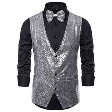 Men Glitter Sequin Waistcoat