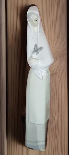 Lady with rabbit flowers - lady,