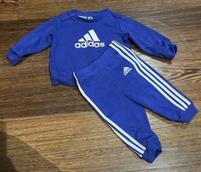 Baby Boy Blue And White Adidas Sweatshirt Jogger Set 3-6 Months