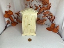 1:12 Scale Wooden Wardrobe –Unpainted Arched Edwardian Style Dollhouse Furniture