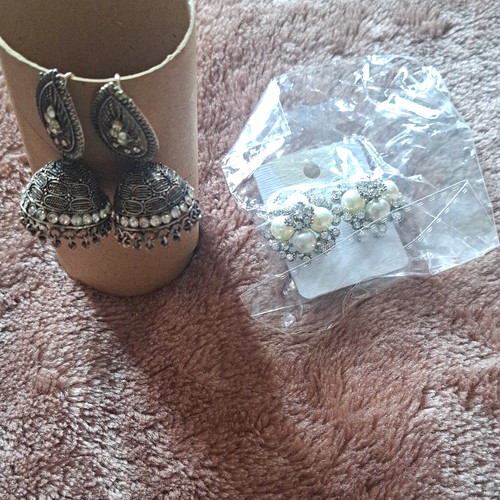 Silver tone jhumka drop - tone,