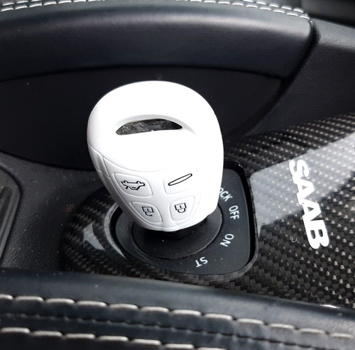 White silicone key fob - white,