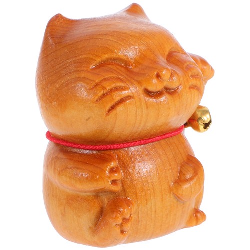 Wooden cat statue - cat, hand-carved