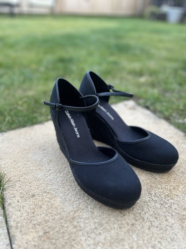 Black espidrille wedge - black, ck