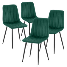 SET OF 4 Green Velvet Dining Chairs with Thick Cushion & Metal Legs,Home,Office