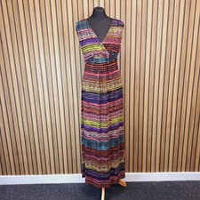 Per Una Maxi Dress UK 14 Multicolour Rainbow Jersey Stretch Flare
