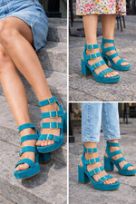 Turquoise suede chunky block - suede,