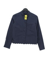 COS Women's Shirt UK 6 Blue 100% Cotton Long Sleeve Collared Basic