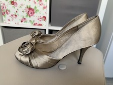 JONES BOOTMAKER 'CHRISTINE 3' TAUPE SATIN PEEP TOE SHOES SIZE 39 /6, OCCASION